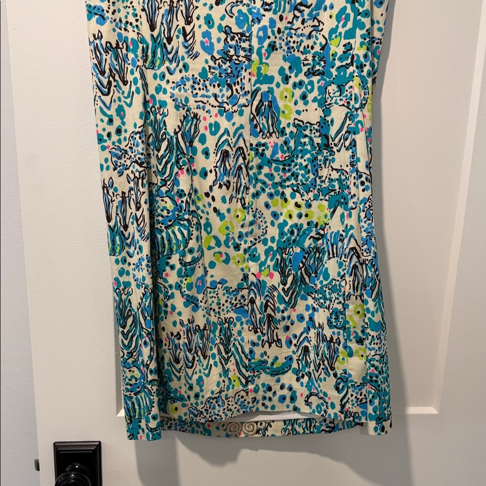 Lilly Pulitzer Sleeveless Mini Dress in Teal, Blue & Cream Print - Picture 7 of 7